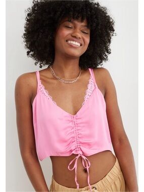 Aerie Satin Cinched Crop Tank